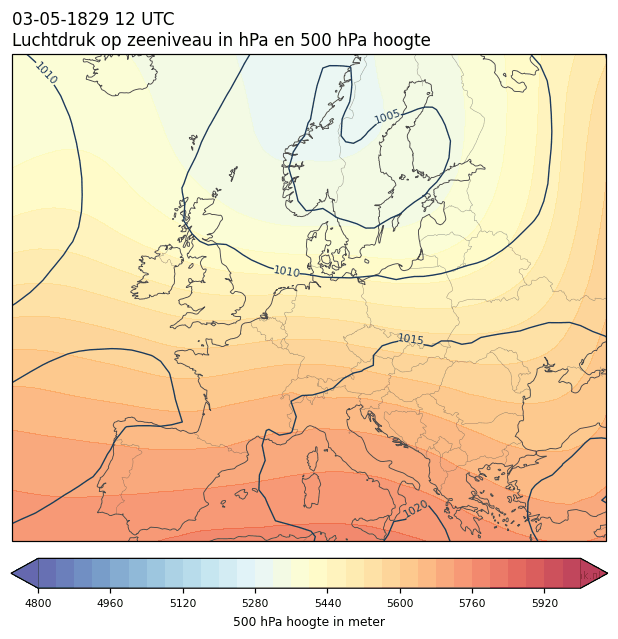 Weerkaart van 3 mei 1829 om 12 UTC