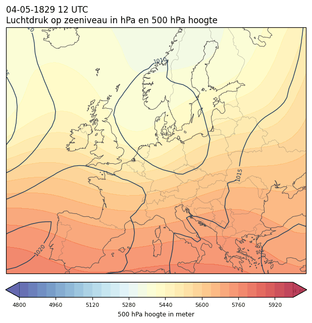 Weerkaart van 4 mei 1829 om 12 UTC