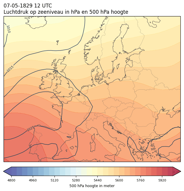 Weerkaart van 7 mei 1829 om 12 UTC