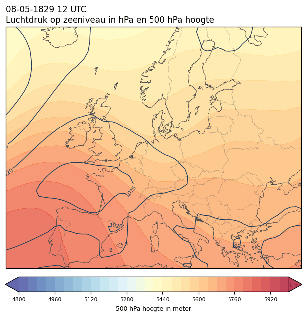 Weerkaart van 8 mei 1829 om 12 UTC