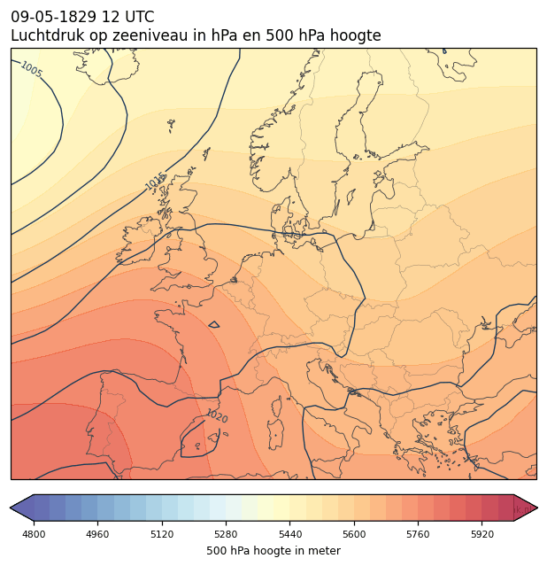 Weerkaart van 9 mei 1829 om 12 UTC