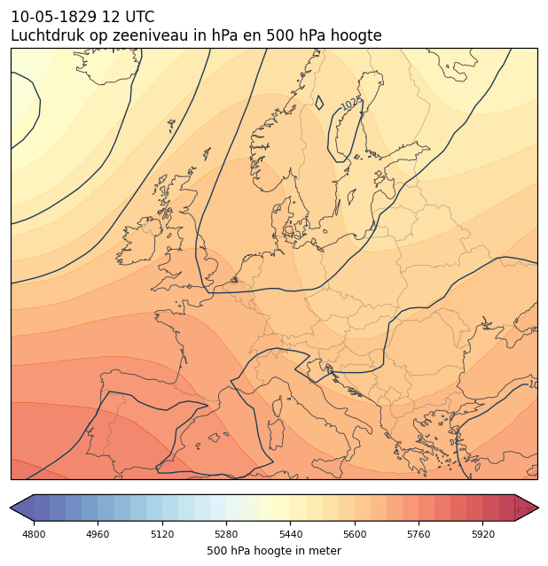 Weerkaart van 10 mei 1829 om 12 UTC