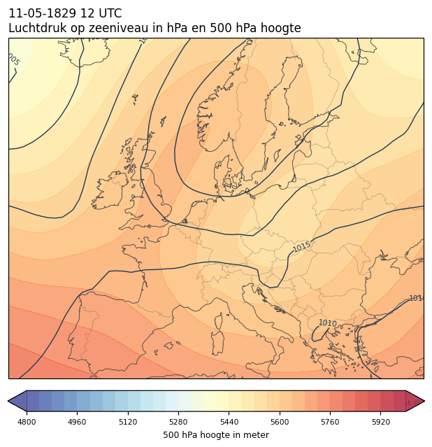 Weerkaart van 11 mei 1829 om 12 UTC