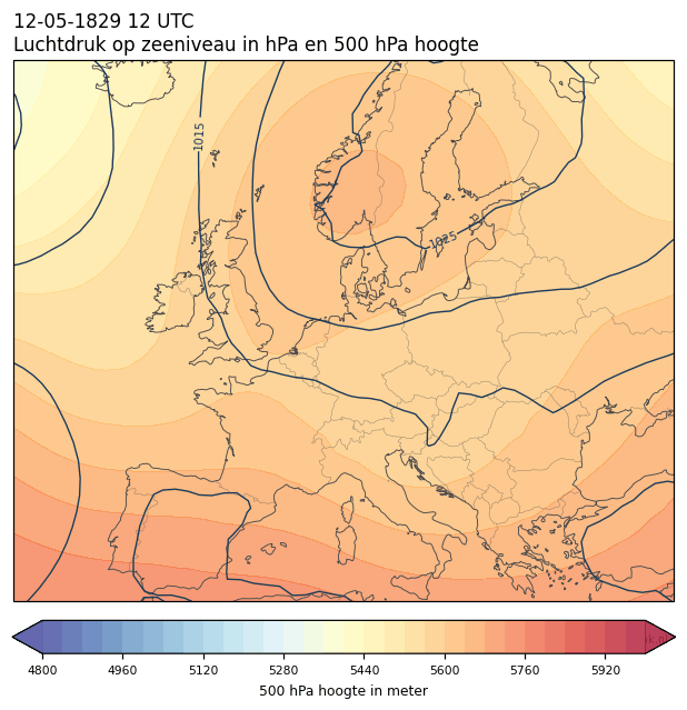 Weerkaart van 12 mei 1829 om 12 UTC