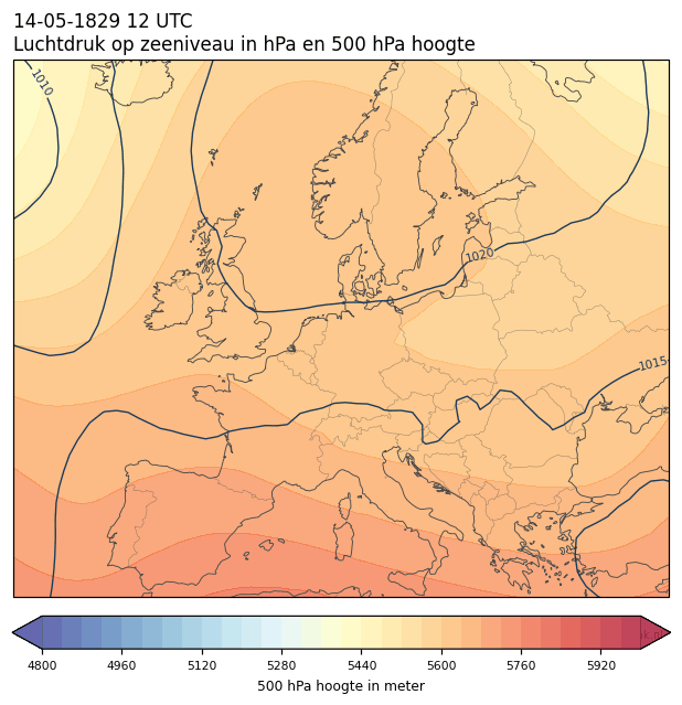 Weerkaart van 14 mei 1829 om 12 UTC