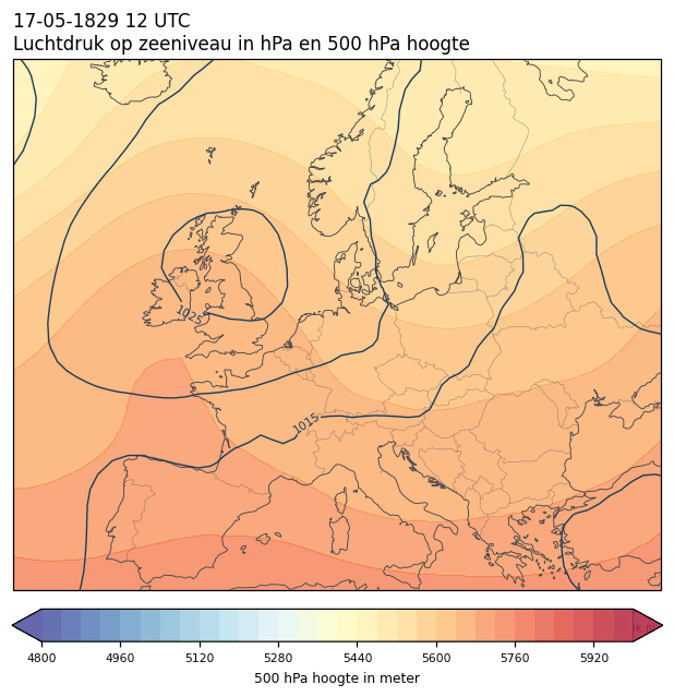 Weerkaart van 17 mei 1829 om 12 UTC