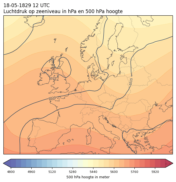 Weerkaart van 18 mei 1829 om 12 UTC