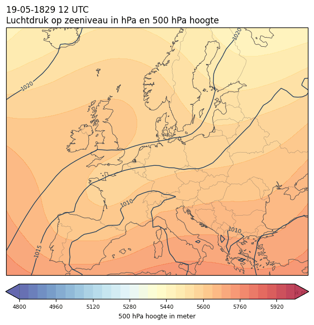 Weerkaart van 19 mei 1829 om 12 UTC