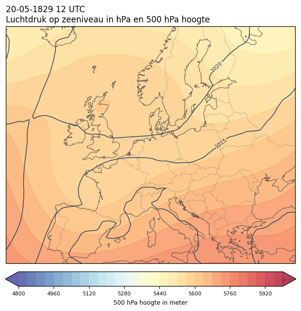 Weerkaart van 20 mei 1829 om 12 UTC