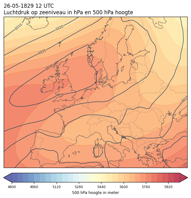 Weerkaart van 26 mei 1829 om 12 UTC
