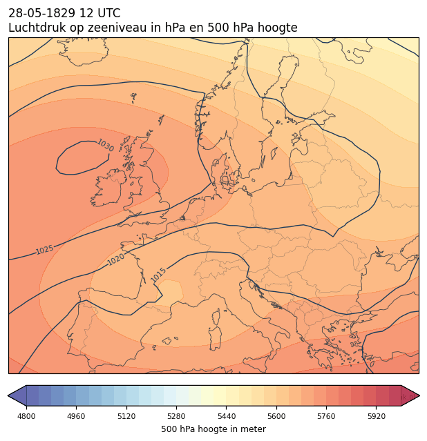 Weerkaart van 28 mei 1829 om 12 UTC