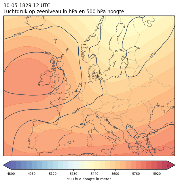 Weerkaart van 30 mei 1829 om 12 UTC