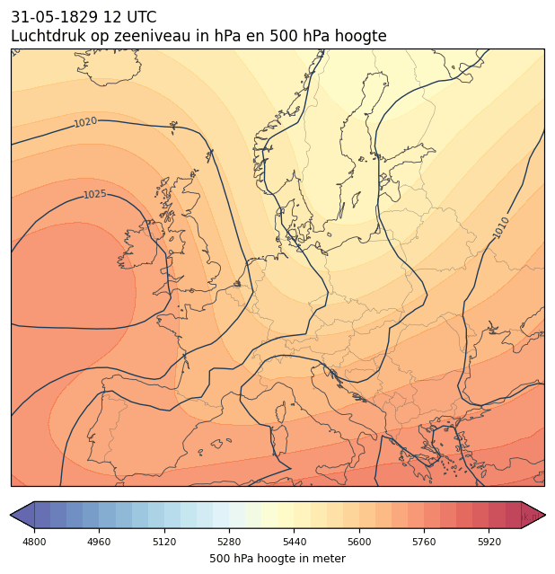 Weerkaart van 31 mei 1829 om 12 UTC