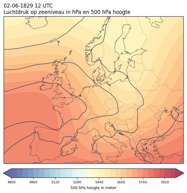 Weerkaart van 2 juni 1829 om 12 UTC