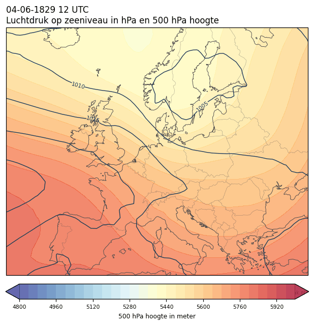 Weerkaart van 4 juni 1829 om 12 UTC