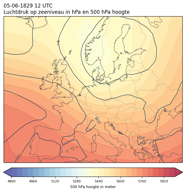 Weerkaart van 5 juni 1829 om 12 UTC