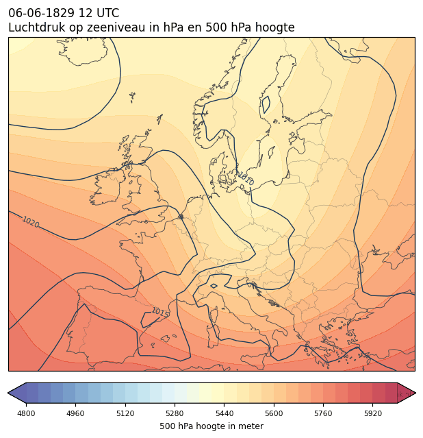 Weerkaart van 6 juni 1829 om 12 UTC