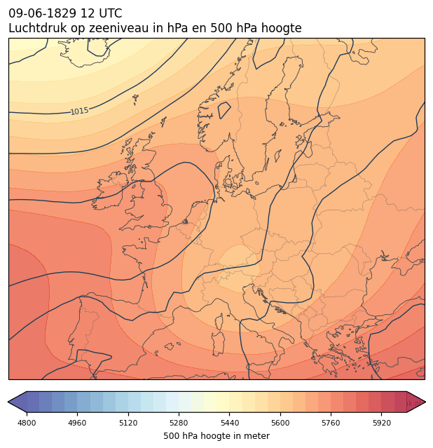 Weerkaart van 9 juni 1829 om 12 UTC