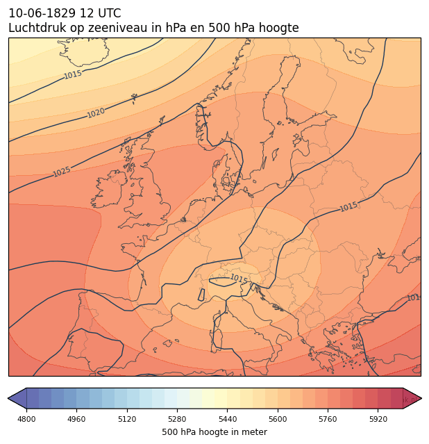 Weerkaart van 10 juni 1829 om 12 UTC