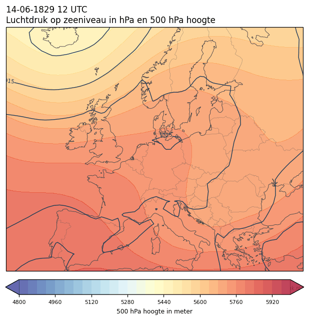 Weerkaart van 14 juni 1829 om 12 UTC