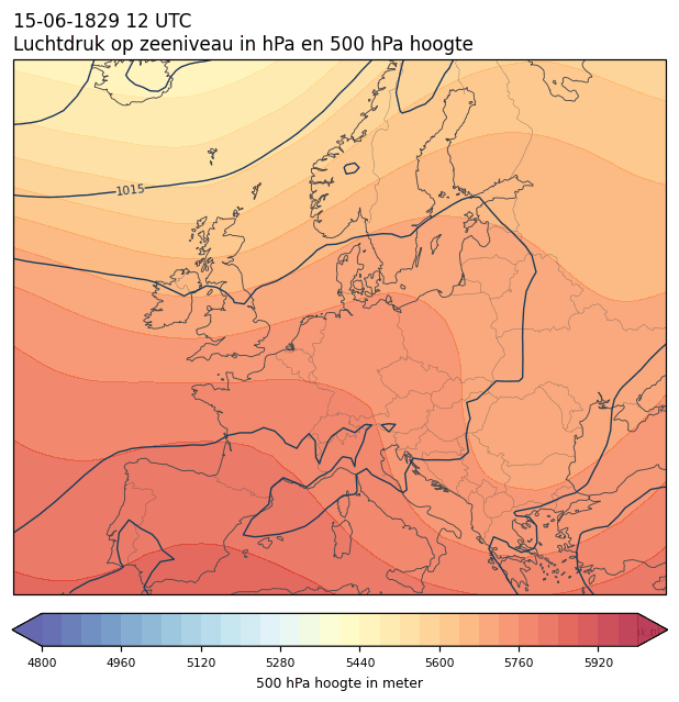 Weerkaart van 15 juni 1829 om 12 UTC
