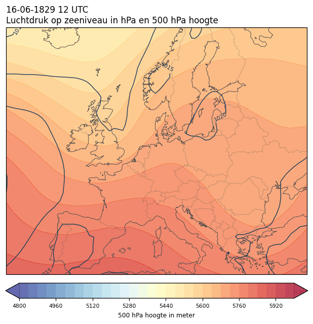 Weerkaart van 16 juni 1829 om 12 UTC