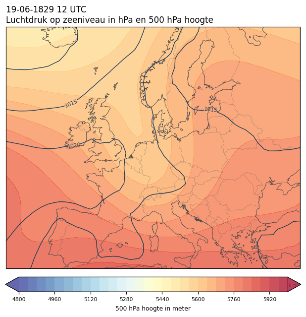 Weerkaart van 19 juni 1829 om 12 UTC