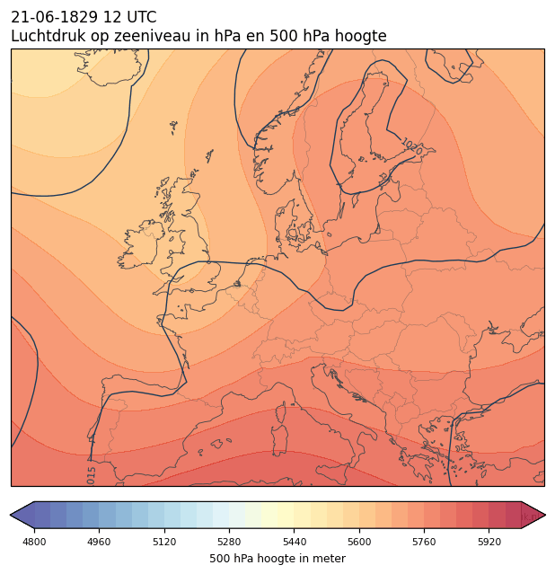 Weerkaart van 21 juni 1829 om 12 UTC
