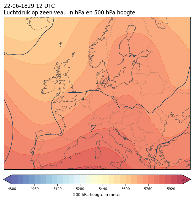 Weerkaart van 22 juni 1829 om 12 UTC