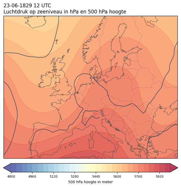 Weerkaart van 23 juni 1829 om 12 UTC