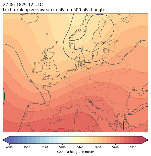 Weerkaart van 27 juni 1829 om 12 UTC