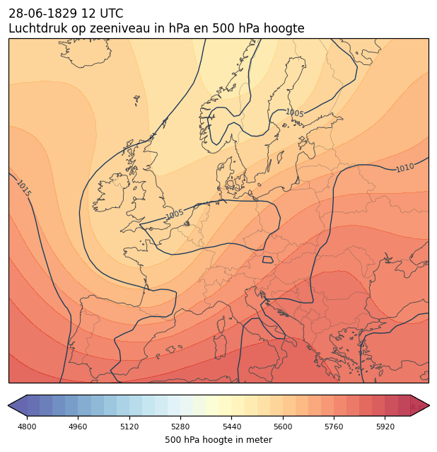 Weerkaart van 28 juni 1829 om 12 UTC