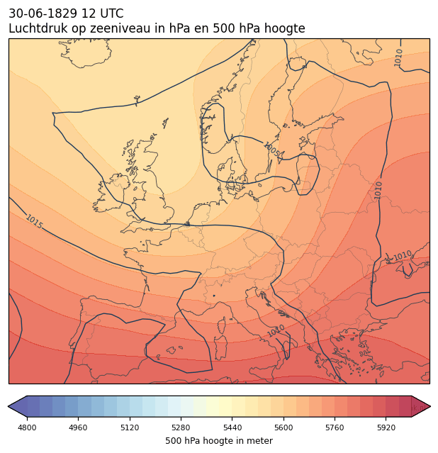 Weerkaart van 30 juni 1829 om 12 UTC