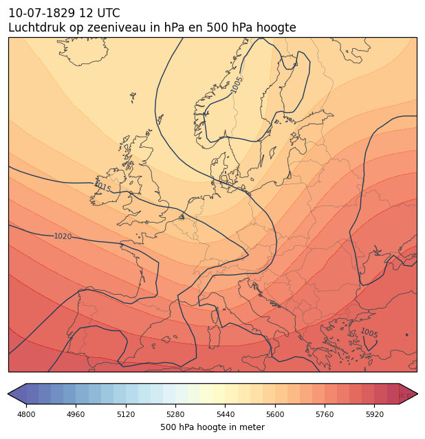 Weerkaart van 10 juli 1829 om 12 UTC