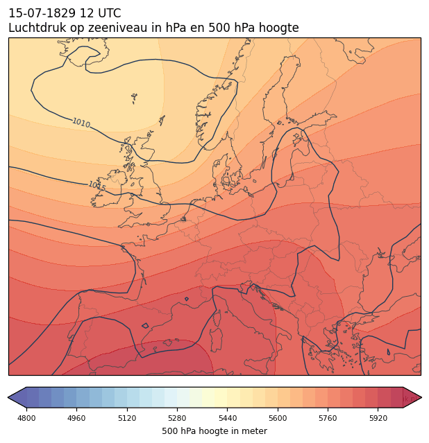 Weerkaart van 15 juli 1829 om 12 UTC