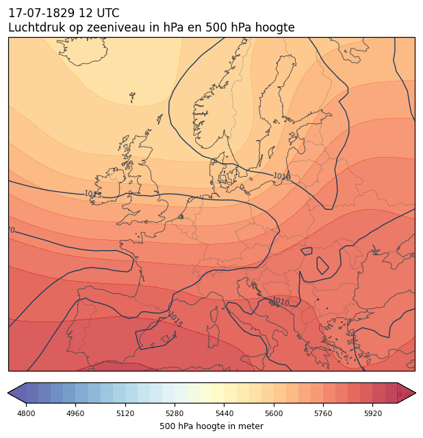 Weerkaart van 17 juli 1829 om 12 UTC