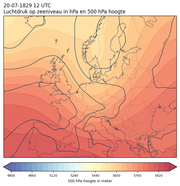 Weerkaart van 20 juli 1829 om 12 UTC