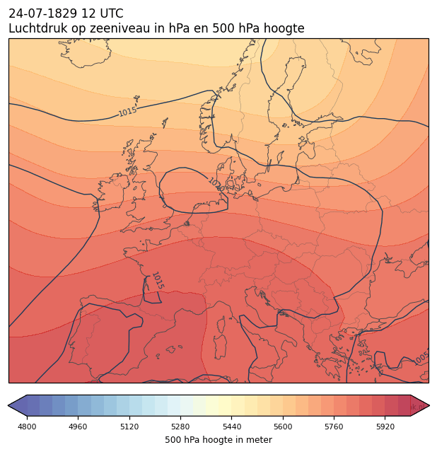 Weerkaart van 24 juli 1829 om 12 UTC