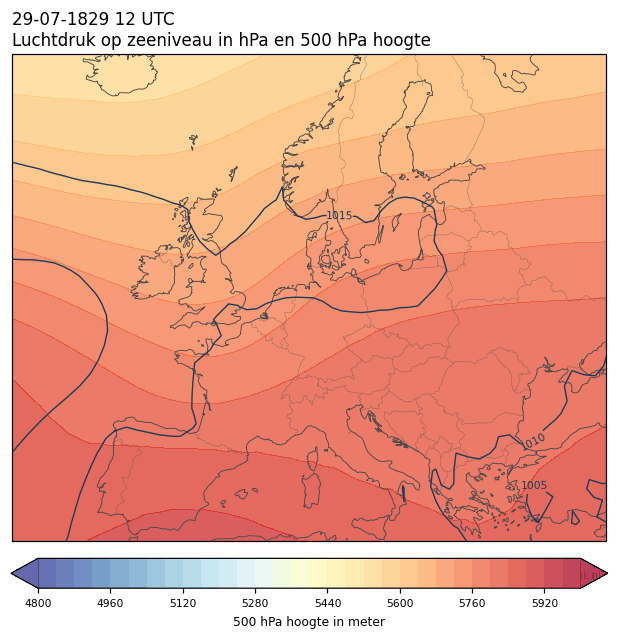 Weerkaart van 29 juli 1829 om 12 UTC