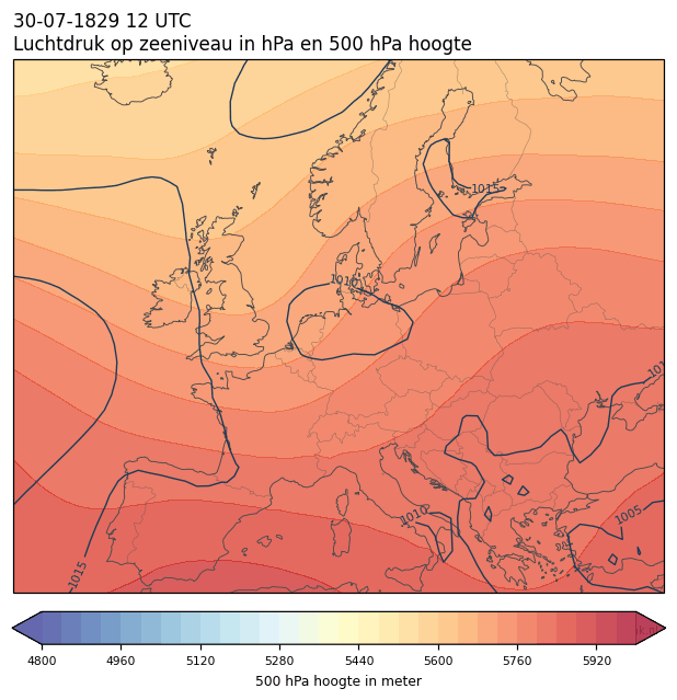 Weerkaart van 30 juli 1829 om 12 UTC
