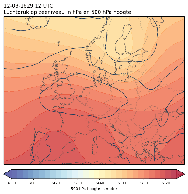 Weerkaart van 12 augustus 1829 om 12 UTC