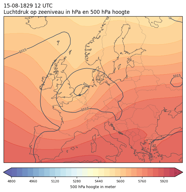 Weerkaart van 15 augustus 1829 om 12 UTC
