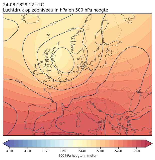 Weerkaart van 24 augustus 1829 om 12 UTC