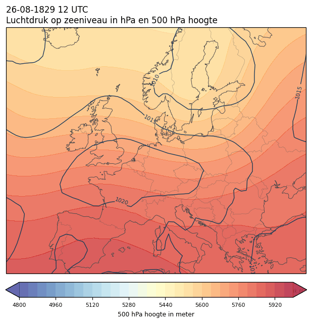 Weerkaart van 26 augustus 1829 om 12 UTC