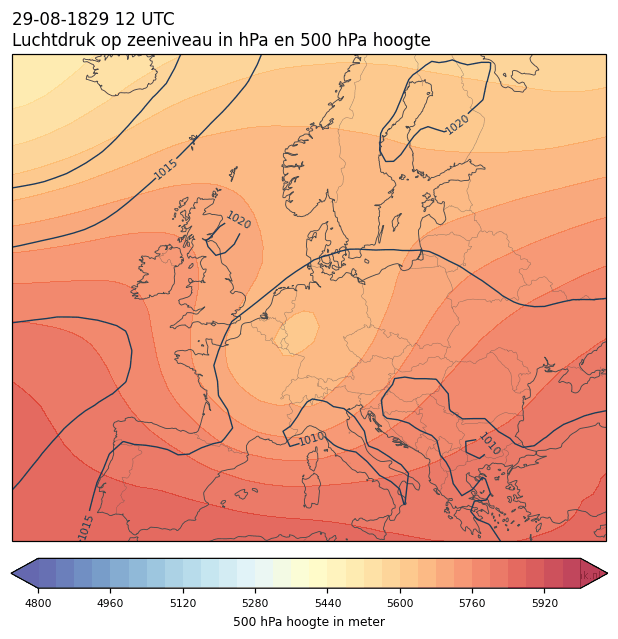Weerkaart van 29 augustus 1829 om 12 UTC