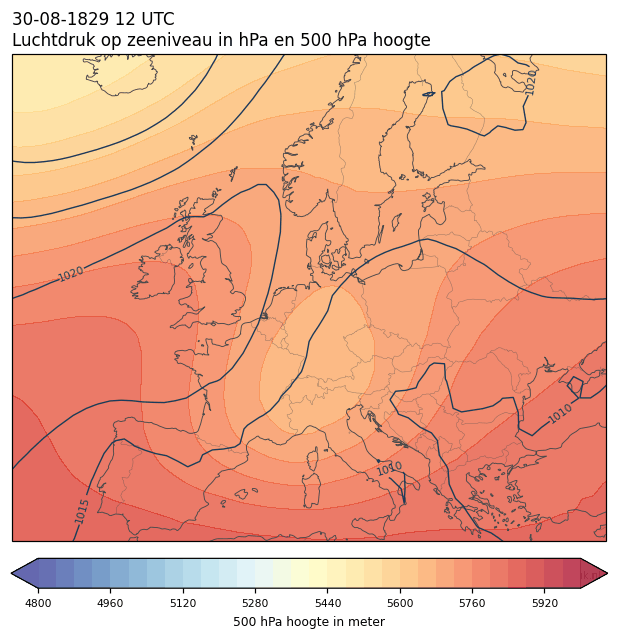 Weerkaart van 30 augustus 1829 om 12 UTC