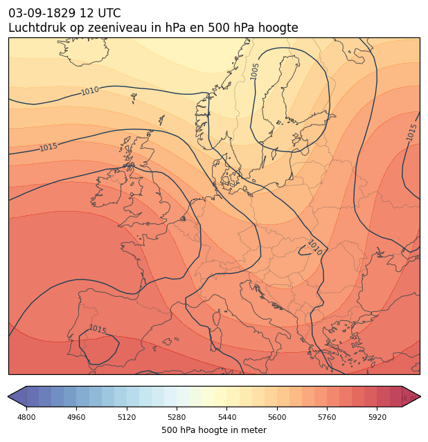 Weerkaart van 3 september 1829 om 12 UTC