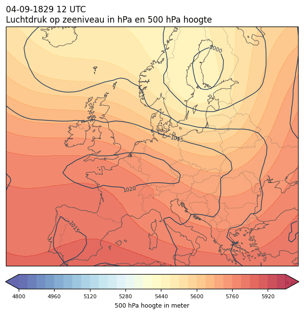 Weerkaart van 4 september 1829 om 12 UTC