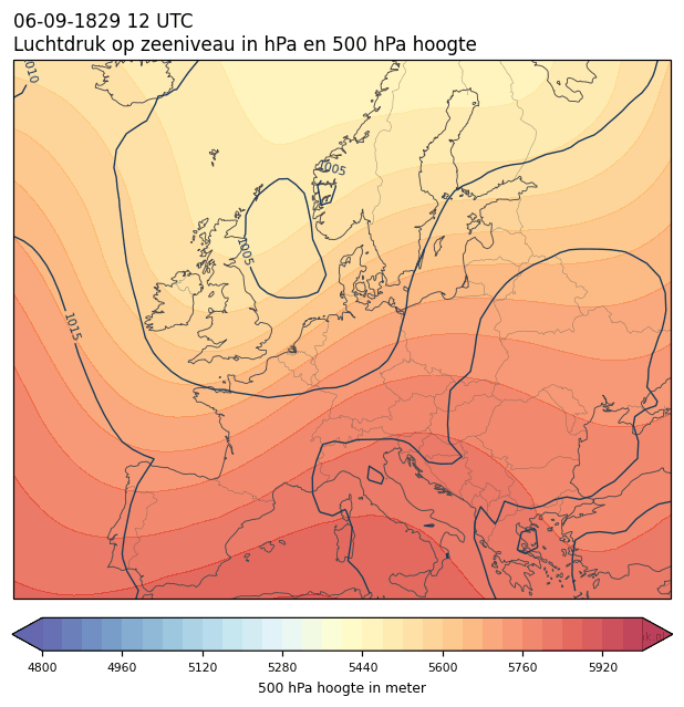 Weerkaart van 6 september 1829 om 12 UTC
