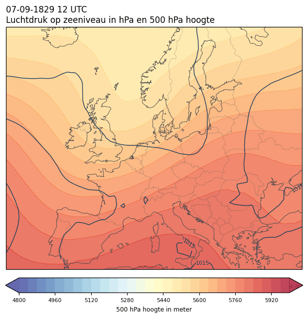 Weerkaart van 7 september 1829 om 12 UTC